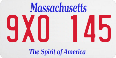 MA license plate 9XO145