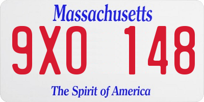 MA license plate 9XO148