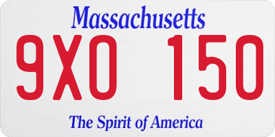 MA license plate 9XO150