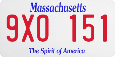 MA license plate 9XO151