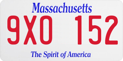 MA license plate 9XO152