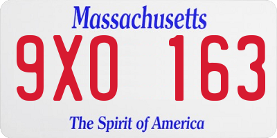 MA license plate 9XO163