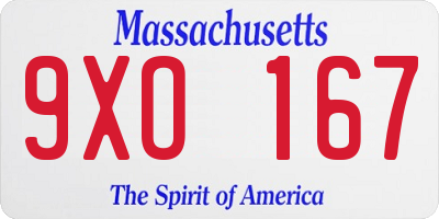 MA license plate 9XO167