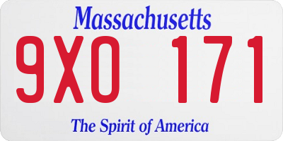 MA license plate 9XO171