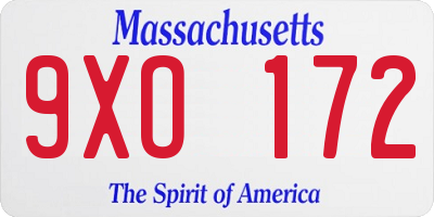 MA license plate 9XO172