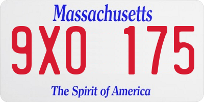 MA license plate 9XO175