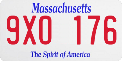 MA license plate 9XO176