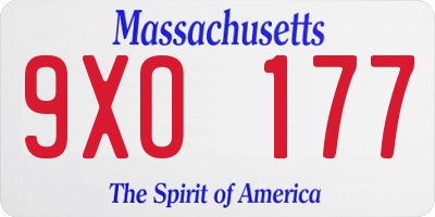MA license plate 9XO177