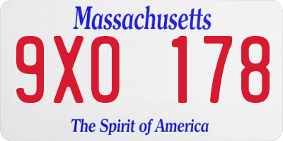 MA license plate 9XO178
