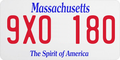 MA license plate 9XO180