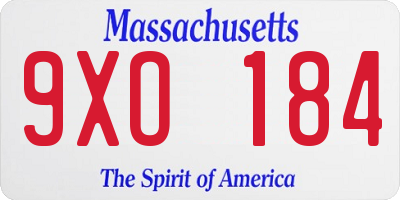 MA license plate 9XO184