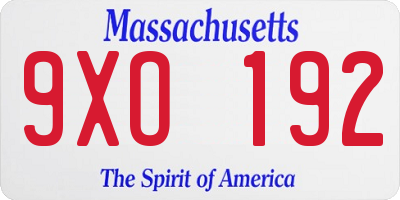 MA license plate 9XO192