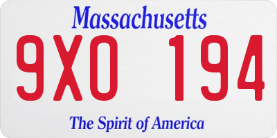 MA license plate 9XO194