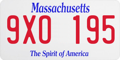 MA license plate 9XO195