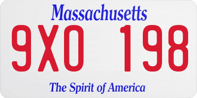 MA license plate 9XO198