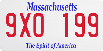 MA license plate 9XO199