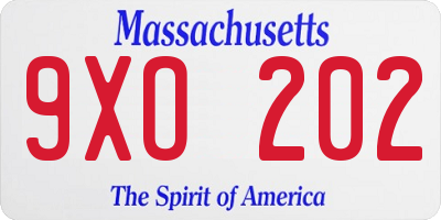 MA license plate 9XO202