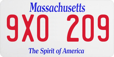 MA license plate 9XO209