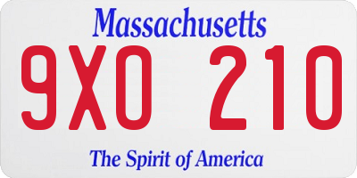 MA license plate 9XO210