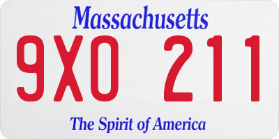 MA license plate 9XO211