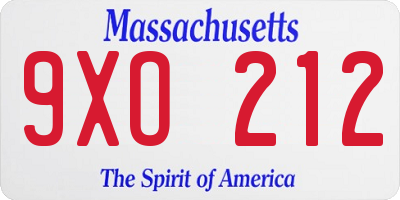 MA license plate 9XO212