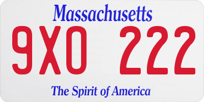 MA license plate 9XO222