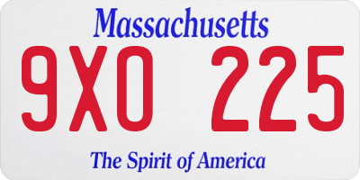MA license plate 9XO225