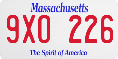 MA license plate 9XO226