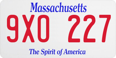 MA license plate 9XO227