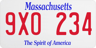 MA license plate 9XO234