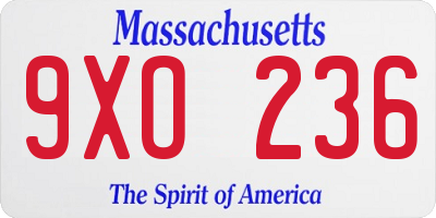 MA license plate 9XO236