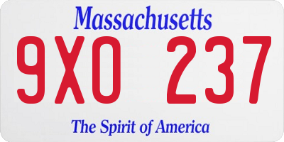 MA license plate 9XO237