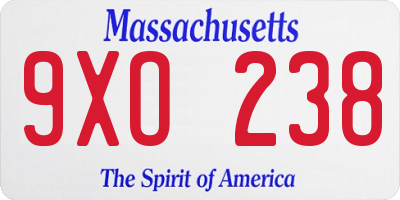 MA license plate 9XO238