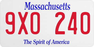 MA license plate 9XO240