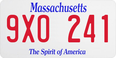 MA license plate 9XO241