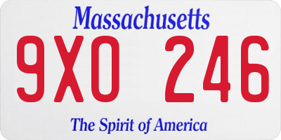 MA license plate 9XO246