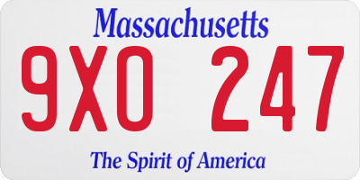 MA license plate 9XO247