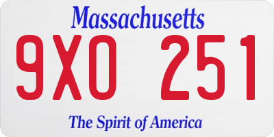 MA license plate 9XO251