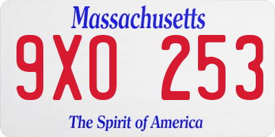 MA license plate 9XO253