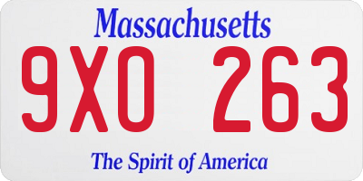 MA license plate 9XO263