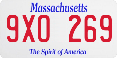 MA license plate 9XO269