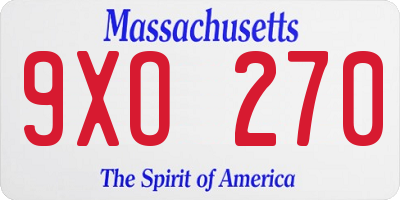 MA license plate 9XO270