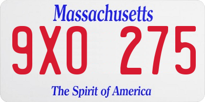 MA license plate 9XO275