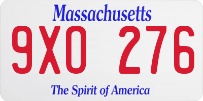 MA license plate 9XO276