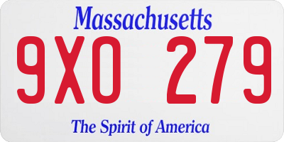 MA license plate 9XO279
