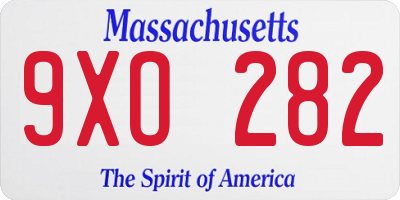 MA license plate 9XO282