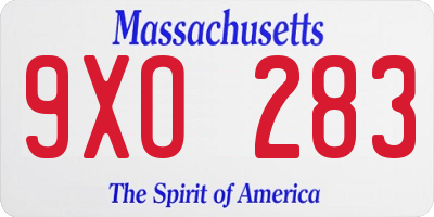 MA license plate 9XO283