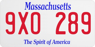 MA license plate 9XO289