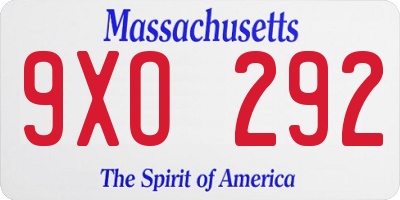 MA license plate 9XO292