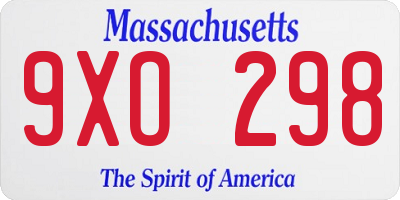 MA license plate 9XO298